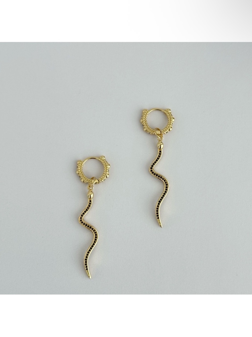 Gold Snake Drop Hoop Earrings - Women Jewelry